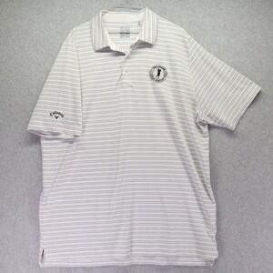 Callaway Polo Shirt Mens XL Opti-Dri Golf White Striped Short Sleeve The Cullan